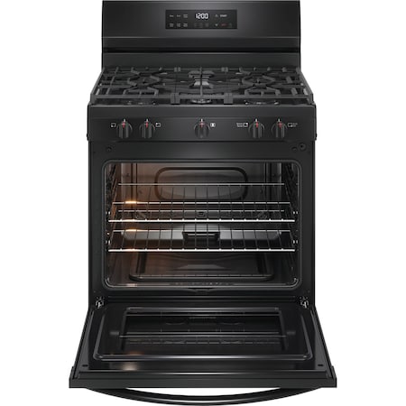 Frigidaire Frigidaire 30-inch 5-Burner Gas Range with Quick Boil and Steam Clean, Black FCRG3062AB